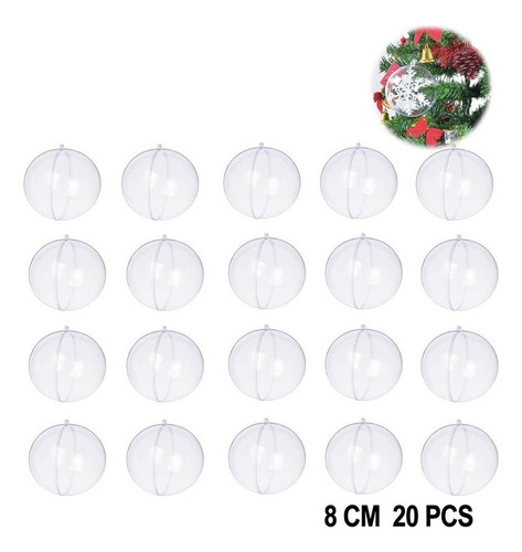 A A 20 Esferas Transparentes Decorativas Navidad Plastico 8