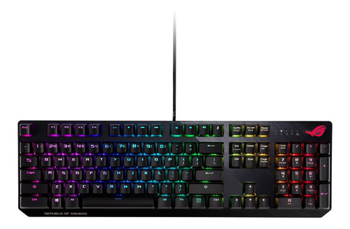 Teclado gamer Asus ROG Strix Scope QWERTY inglés US color negro con luz RGB