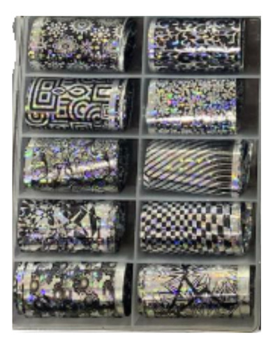 Kit 10 Pegatinas Uñas Foil Transfer Láminas Variedad Diseños Marmoleado