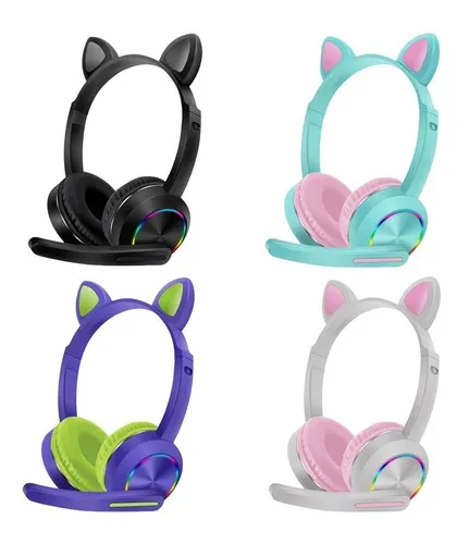 Auriculares Gamer Akz 020 Orejas Gato Mic Rgb Cable 3 5mm