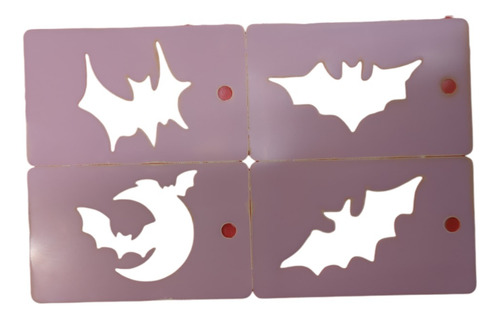 Imagen 1 de 3 de Stencil 4 En 1 Maquillaje Artistico Murcielagos Halloween