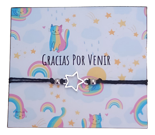 Pulseras Con Tarjetas X 10 Ideal Souvenirs Cumpleaños Negro 25 Cm 30 Cm