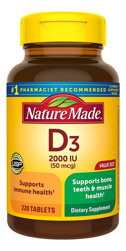 Suplementos  Vitamina D3 220 Tabletas 20 - L a $695