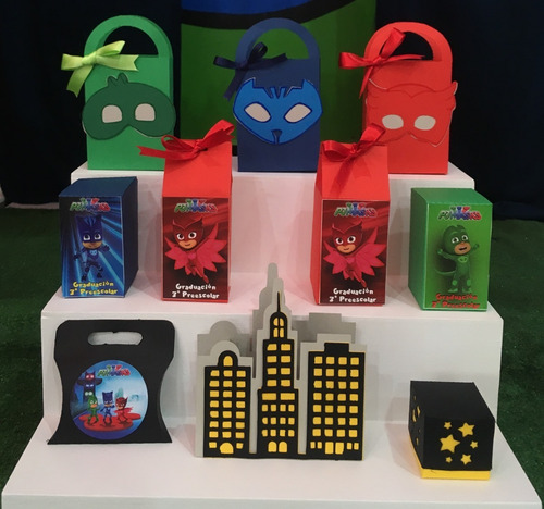 Cajitas Tematicas Pj Mask Para Mesa De Dulces.
