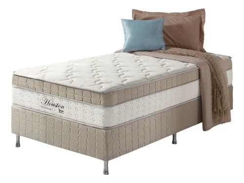 comprar Cama Box Solteiro Bege + Colchão Molas Ensacadas Houston