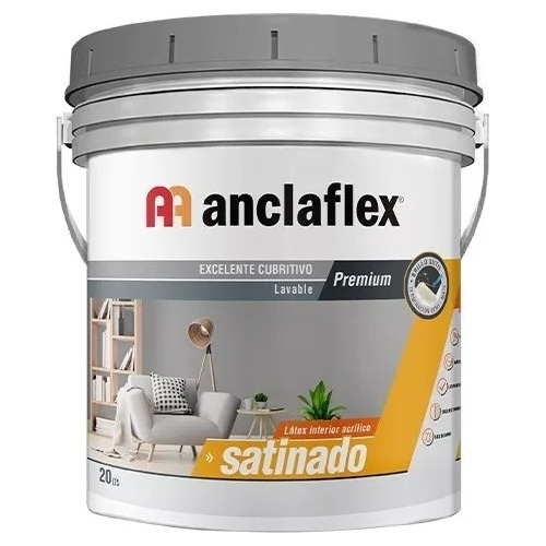 Latex Acrílico Satinado Lavable Interior Blanco 10 Lts Ancla