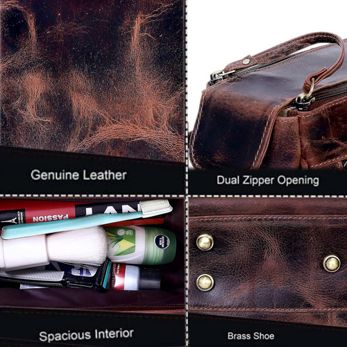 Kit De Viaje De Cuero Dopp, Neceser Para Hombres, Afeitado,