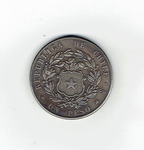 Imagen 2 de 2 de Moneda De Chile, 1 Peso, 1853. Jp