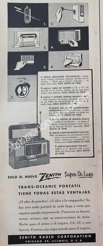 Cartel Radios Zenith Transoceanico Super Deluxe 1954 356