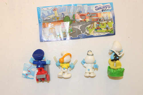2018 Lote 4 Pitufos Kinder Sorpresa Serie Pitufos En Ciudad (Usado)