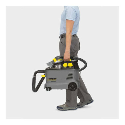 Imagen 4 de 4 de Lava aspiradora industrial De tacho Kärcher Professional Puzzi 8/1 C 8L gris, negra y amarilla 220V-240V 50Hz/60Hz