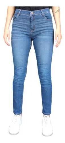 Pantalon Jean Clasico Mujer Elastizado Tiro Medio