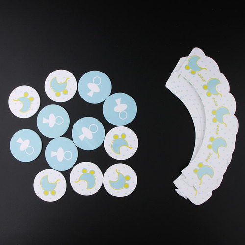 12 Set De Adorno Y Envoltorio Para Cupcakes Con Chupete Para