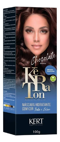 Kit Tinte Kert Cosméticos  Keraton Baño de brillo Máscara hidratante com cor tom chocolate para cabelo