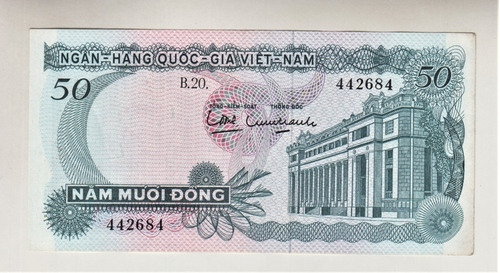 Billete Vietnam Del Sur 50 Dong 1969 Guerra Vietnam (c85).