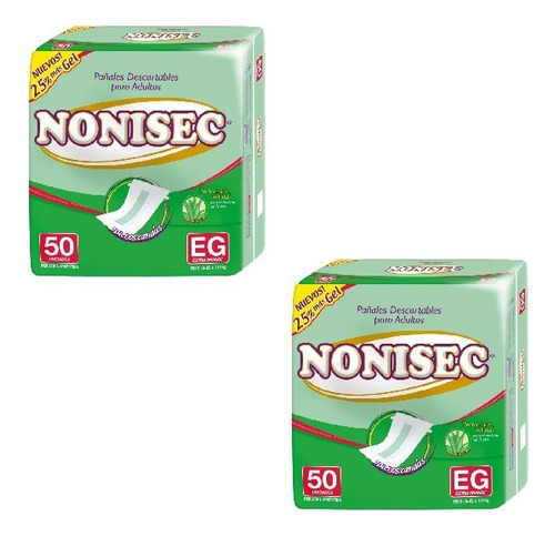 Nonisec pañales clásicos adultos rectos extra grande pack 2 paquetes de 50 unidades cada uno