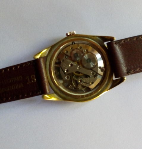 Reloj De Pulsera Delbana De Hombre. Antiguo A Cuerda. Marrón Dorado (Usado)