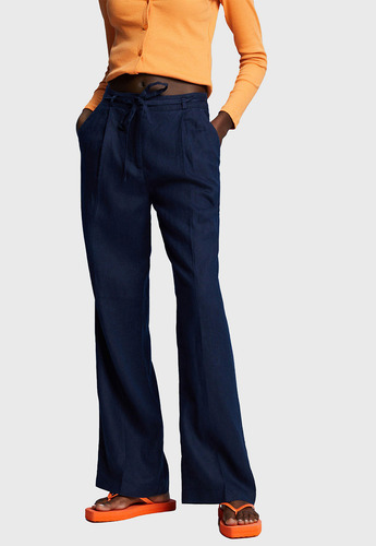 Pantalón Lino Mujer Corte Ancho Esprit 033ee1b345