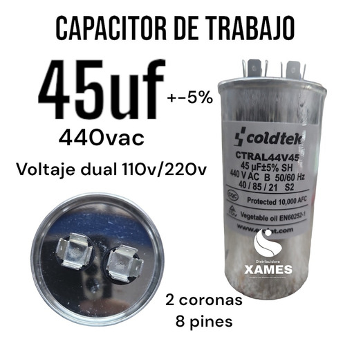 Capacitor 45uf Para Compresor De Minisplit Y A/c 110v/220v