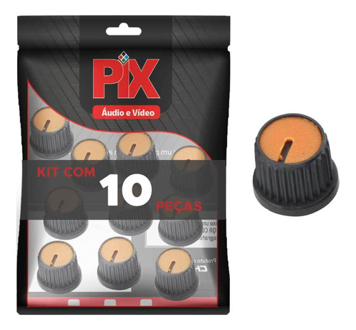 10x Botão Knob Redondo Estriado Com Parafuso Ad209 - Laranja