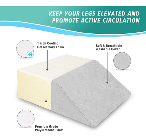 Almohada De Elevación Con Espuma Viscoelástica Y Gel Refresc