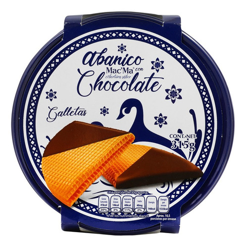 Galletas Finas Cisne Macma Wafer Abanico Chocolate Lata Lujo