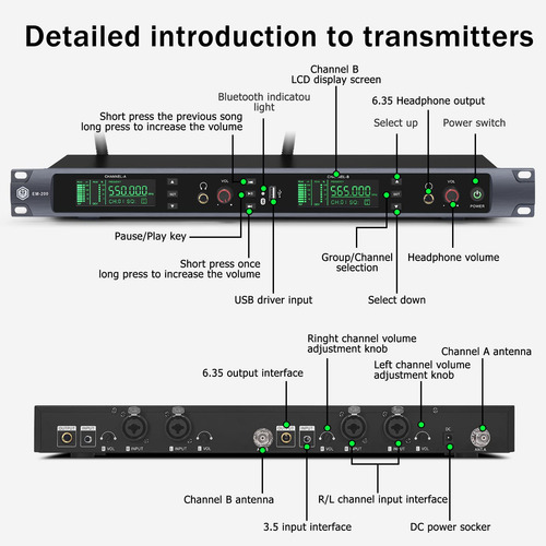 Sistema De Monitorización Inalámbrica W In-mix Em200 Uhf 2