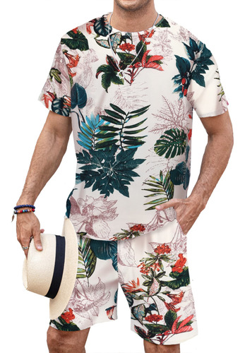 Coofandy Conjunto Camiseta Hawaiana Para Hombre Traje Playa