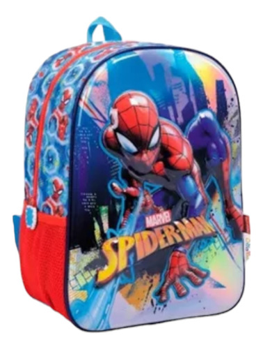 Mochila Espalda 14  Spiderman Ciudad Relieve Wabro Marvel