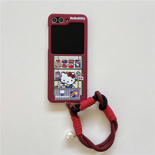 Founda For Samsung Z Flip3 4 5 Red Hello Kitty
