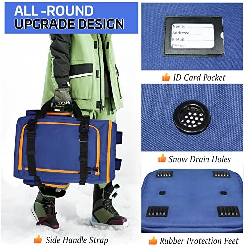  DAUSROOB Bolsa para botas de esquí, bolsa de viaje para botas  de esquí, snowboard, impermeable, 60 litros, para botas de esquí y equipo,  diseño de separación seca y húmeda : Deportes