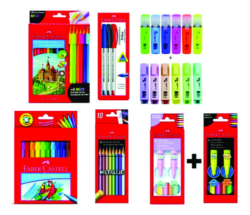 Kit Poderoso 2 Faber Castell Lápis Canetinha 94 Peças 