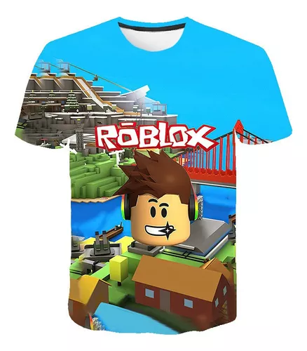 Kids Boys Roblox Imprimir T-shirt de manga curta Verão Casual Tee Tops  Roupas