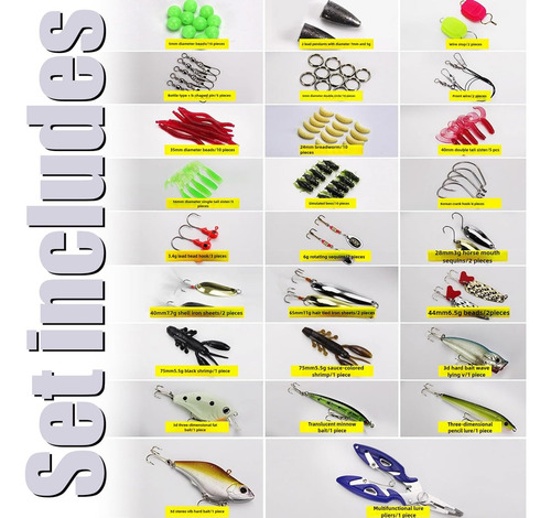 Kit De Pesca Con Cebo Artificial, Alicates Y Funda, 101pc