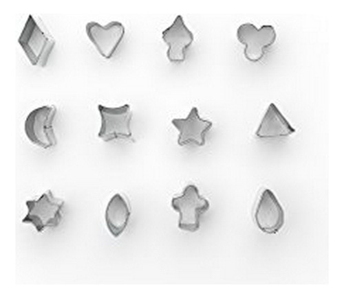 3690 Micro Shapes Cookie Cutter Set, 12 Piezas, Plata