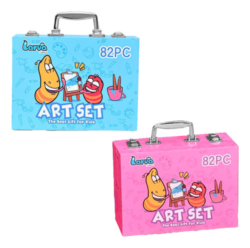 Set Arte Colores Crayones Plumones Acuarelas Estuche 82 Pzs Color Rosa