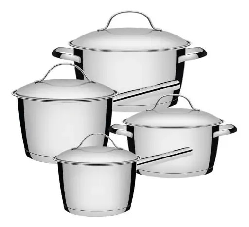 Jogo De Panelas Tramontina Allegra 4 Peças Aço Inox Prateado