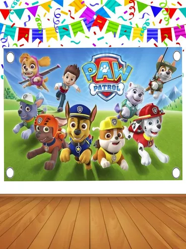 Paw Patrol Lona Personalizada Con Foto 1.40 X 1.20m.