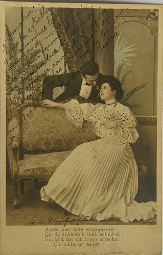 Antigua Postal Romántica, Año 1906, Pareja, Francia, Pr20