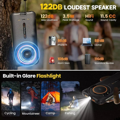 Ulefone Ulefone Power Armor 16s Dual 4g Teléfono Robusto 16gb Ram 128gb Rom9600mah Batería 122db Sonido Más Alto 50mp Cámara 5.93 Hd+ Android 13