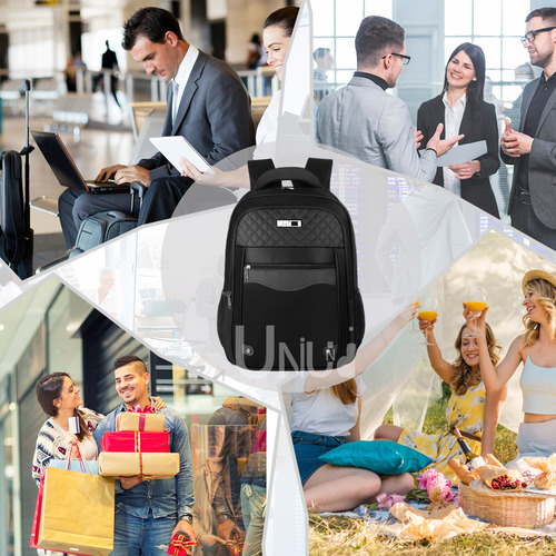 Mochila Urbana Para Portátil De Gran Capacidad Para Hombre Para Mujer Mochila De Viaje Uniuni Color Negro