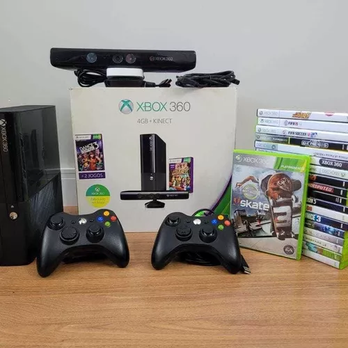 Console Xbox 360 Slim 4GB com 3 jogos no Shoptime