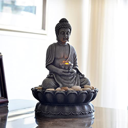 Fuente De Agua De Mesa Con Buda Sentado Para Decoración De