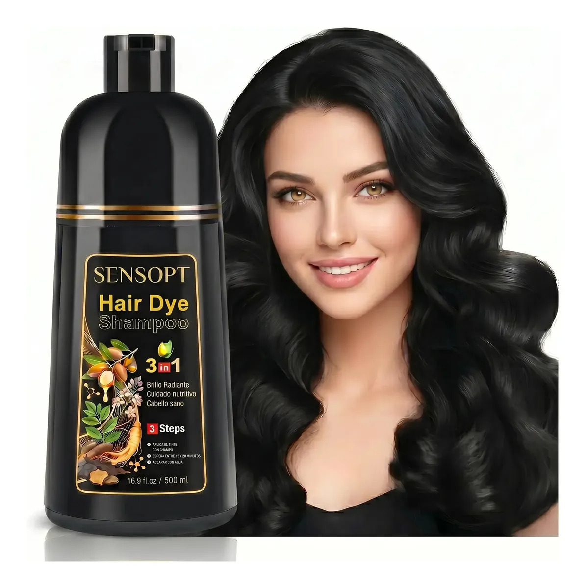 SENSOPT Shampoo Cubre Canas Tinte Instantaneo Para Canas negro