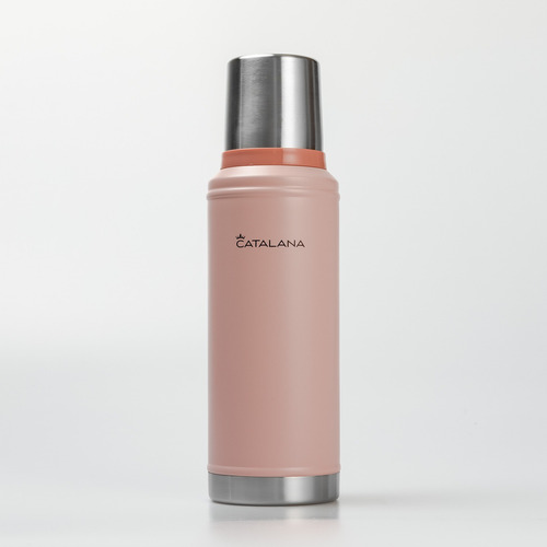 Termo Mate Premium Doble Acero Inoxidable 1l Caliente Frio Rosa Claro