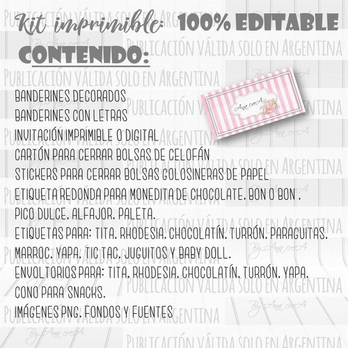 Kit Imprimible Shabby Chic Rosa Vintage 100% Editable Mod.2