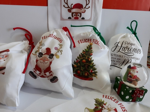 Bolsa De Tela Navidad - Navideñas 35cmx45cm ----10 Bosas---