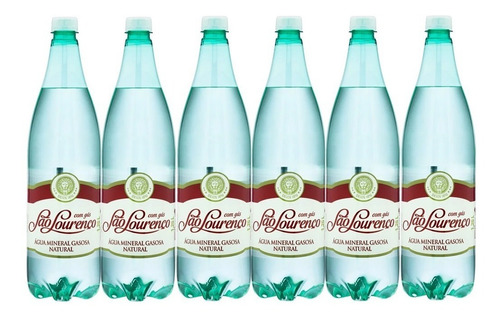 Kit 6 Und Água Mineral São Lourenço Com Gás Garrafa 1.26 L