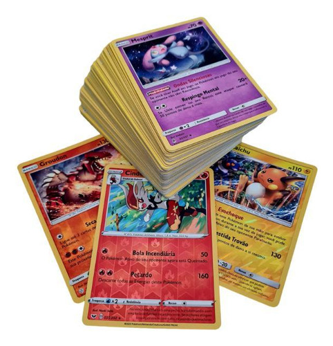 Lote De 100 Cartas Pokémon + 3 Brilhantes