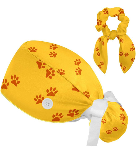 Gorro Médico Ajustable Con Estampado De Pata De Perro Y Gato